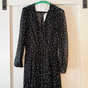 Altar'd State Black and White Polka Dot Long Sleeve Dress